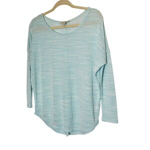 Olive & Oak Knit Top Small Blue‎ White Striped Long Sleeve Casual Relaxed S